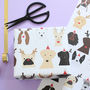Christmas Dogs, Antler And Santa Hats Wrapping Paper, thumbnail 3 of 4