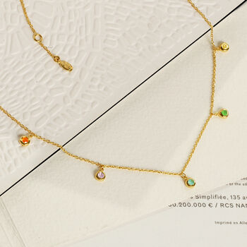 Multi Gemstone Drop Necklace In 18ct Gold Vermeil, 2 of 5