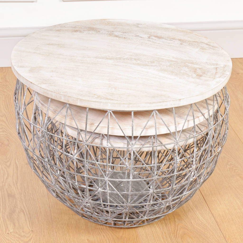 set of three industrial nesting storage tables by dibor