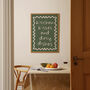 Kitchen Kisses And Dirty Dishes Wall Print | Cream And Olive Green, thumbnail 2 of 3