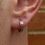 Sterling Silver Patterned Huggie Hoop Earring For Men, thumbnail 5 of 10