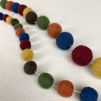 Fair Trade Boho Eco Felt Ball Pompom Garland 200cm, 12 of 12