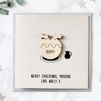Personalised Christmas Pudding Card, 2 of 9