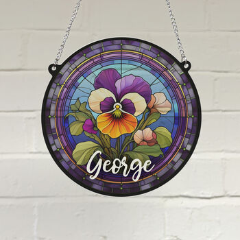 Pansy Personalised Stained Glass Effect Suncatcher, 3 of 7