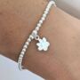 Sterling Silver Paw Print Beaded Stretch Bracelet, thumbnail 2 of 6