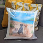 Custom Pet Portrait Cushion Beach Background, thumbnail 1 of 6