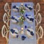 Azure Blue And White Block Printed Tablecloth, thumbnail 2 of 4