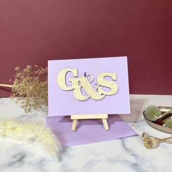 Personalised Entwined Wooden Letters 5th Anniversary Card, 7 of 9