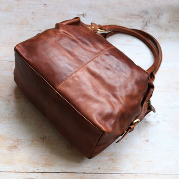 Hampton Leather Handbag Tote With Zip Pocket, 4 of 6