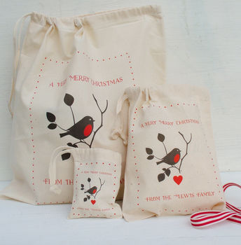 Personalised Christmas Robin Gift Bags, 4 of 4
