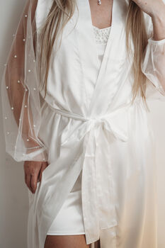 Satin Pearl Bridal Robe Bride Robe, 3 of 9