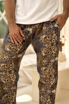 Men's Purple Batik Cotton Trousers, 7 of 8
