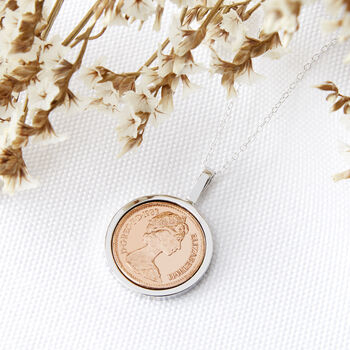 40th Birthday 1983 Half Penny Coin Pendant Necklace, 2 of 12