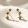 Peridot August Birthstone Climber Silver Stud Earrings, thumbnail 1 of 3