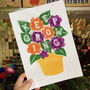 Keep Growing Flower Pot Linocut A4 Print, thumbnail 2 of 11