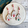 Wooden Gingerbread House Decorations Christmas Set Of Six, thumbnail 4 of 8