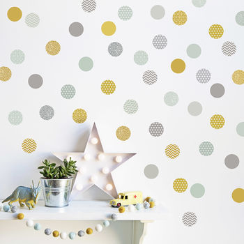 Yellow And Grey Polka Dot Wall Stickers, 3 of 6