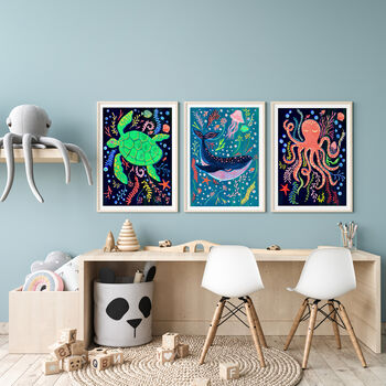Sea Life Animal Nursery Prints, 3 of 12
