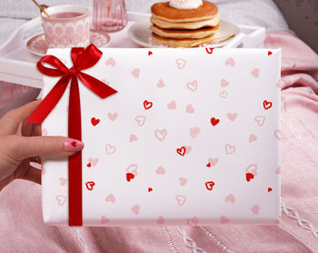 Three Sheets Of Cute Pink And Red Heart Wrapping Paper, 2 of 2