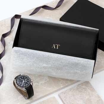 Personalised Luxury Italian Triple Leather Watch Roll, 3 of 5