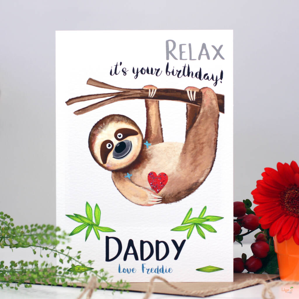 Personalised Mummy Daddy Sloth Birthday Card, 1 of 5