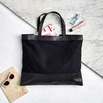 Personalised Canvas And Leather Tote Bag, 3 of 7