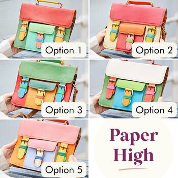 Shruti Small Multicoloured Recycled Leather Satchel, 2 of 12