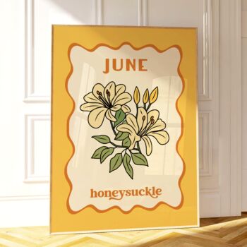 June Birth Month Honeysuckle Flower Print, 4 of 4