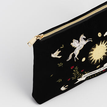 Black Celestial Velvet Embroidered Pouch, 6 of 6