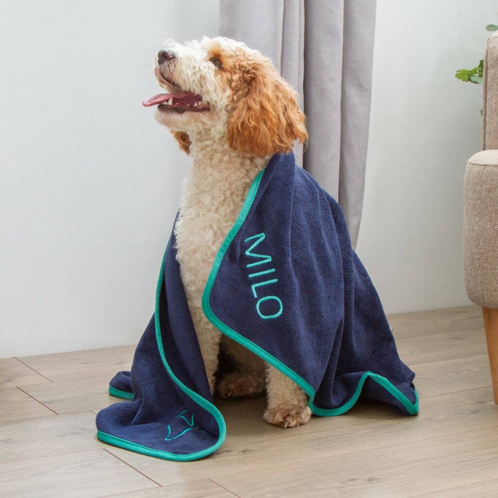 Personalised Navy Microfibre Pet Towel By My Furst Years ...