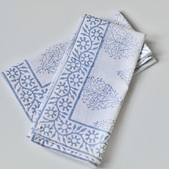Atlantic Blue And White Block Print Tablecloth, 6 of 6