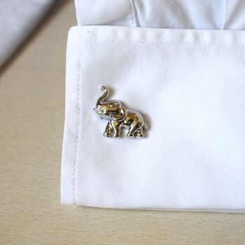 Elephant Cufflinks 316 L Stainless Steel Symbol Of Strength And Wisdom, 3 of 6