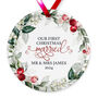 First Christmas Married Personalised Ceramic Floral Bauble, thumbnail 2 of 2