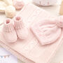 Pale Pink Welcome Baby Knitted Essentials And Toy Gift Set, thumbnail 7 of 12