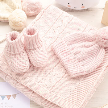 Pale Pink Welcome Baby Knitted Essentials And Toy Gift Set, 7 of 12