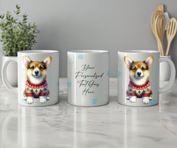 Personalised Corgi In Christmas Jumper Mug B, 2 of 2