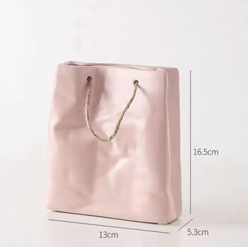 Ceramic Paper Bag Vase With Rope Handle, 2 of 5
