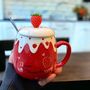 Strawberry Desert And Drink Mug With Lid And Spoon, thumbnail 4 of 10