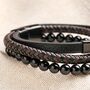Personalised Onyx Bead Leather Triple Layered Bracelet, thumbnail 4 of 8