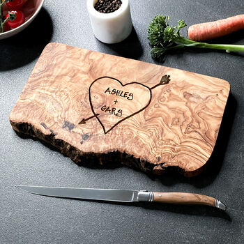 Personalised Carved Heart Cheese Board, 2 of 9