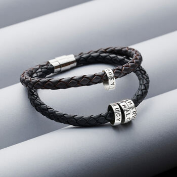 Men's Leather Hoop Bracelet By Soremi Jewellery