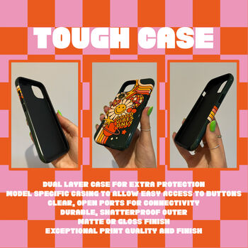 Check Flower Phone Case Durable iPhone Samsung Mobile Cover, 12 of 12