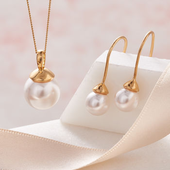 Pearl Necklace And Earring Set In Gold Vermeil, 4 of 5