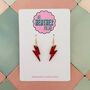 Red Glitter Lightning Bolt Earrings Small And Large, thumbnail 5 of 10