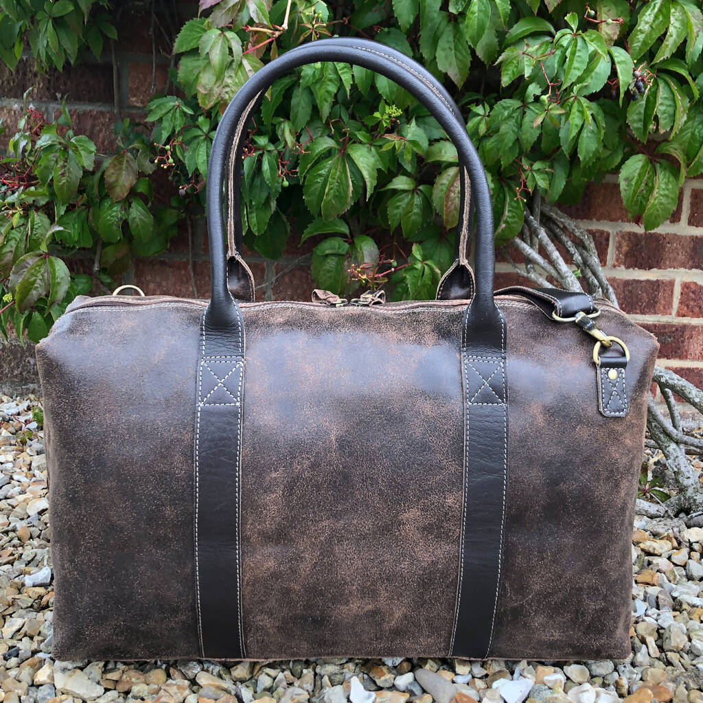 Large Rugged Vintage Leather Holdall, Travel Bag By Holly Rose