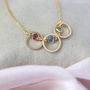 Triple Family Birthstone Linked Circle Necklace, thumbnail 3 of 12