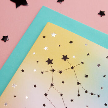 Gemini Star Sign Constellation Birthday Card, 6 of 8