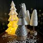 Metal Silver Cone Tree On Log Decoration, thumbnail 1 of 3