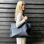 Extra Large Maxi Black Leather Carry All Tote Bag, thumbnail 6 of 10