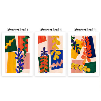 Colourful Abstract Leaf Prints Set Of Three, 8 of 11